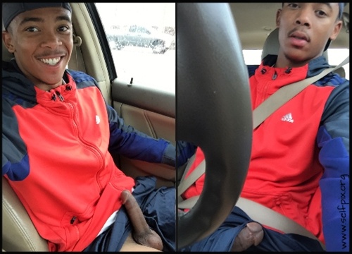 Horny black dude takes dick selfies in his car!